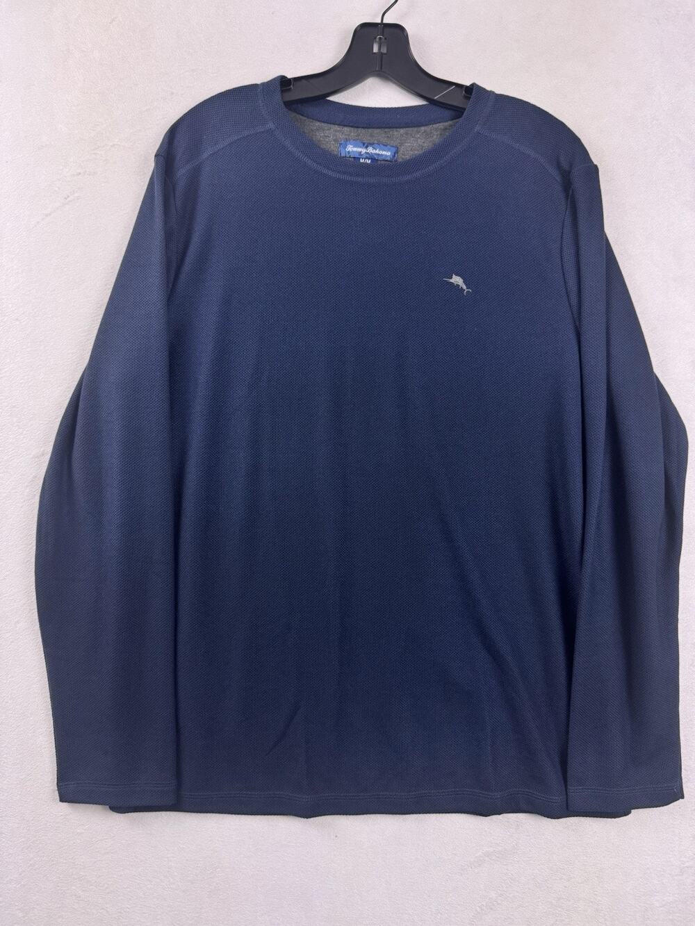 Tommy Bahama Navy Blue Long Sleeve Crew Neck Marlin Logo Shirt men's Medium